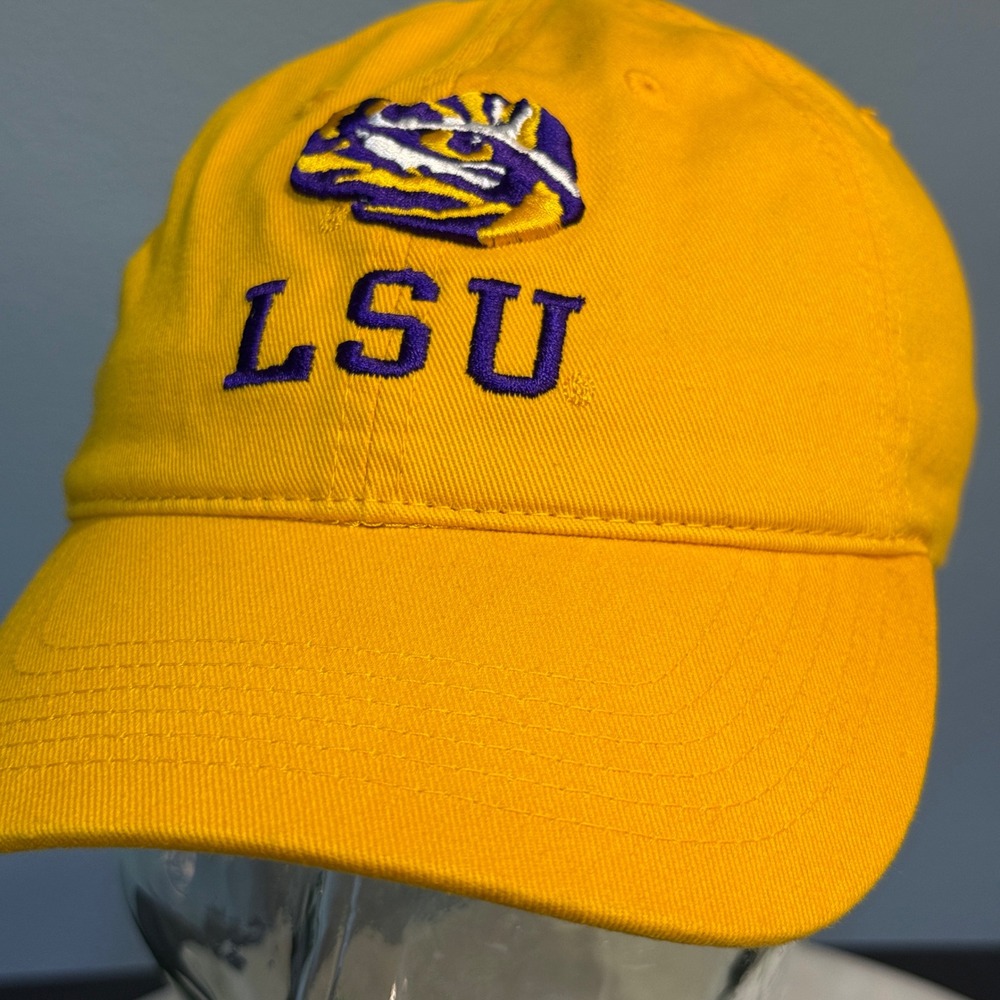 LSU Tigers Yellow Embroidered Dad Hat Adjustable Baseball‎ Cap Mens NCAA Purple